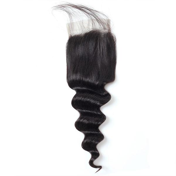 loose deep wave hair 3 bundles with 4*4 wig