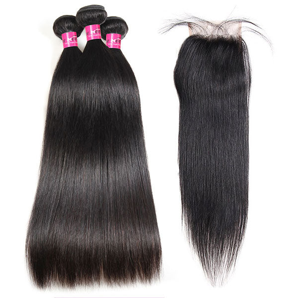 peruvian straight hair 3 bundles with closure