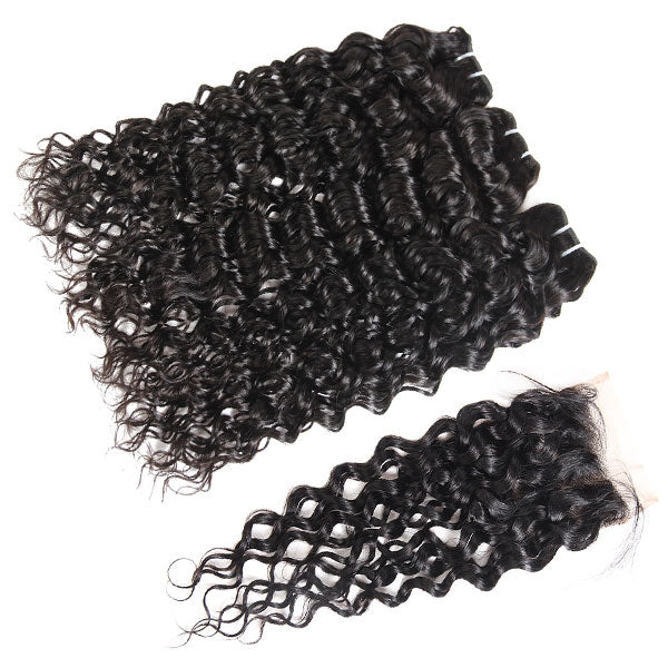 malaysian water wave 3 bundles with 4x4 closure