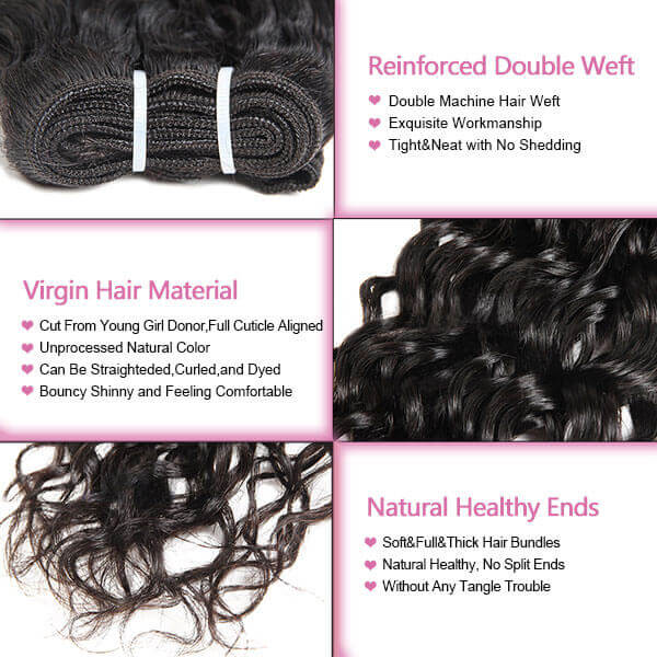 Brazilian Water Wave 3 Bundles with 13x4 Lace Frontal HD Lace Hair Human Hair Bundles
