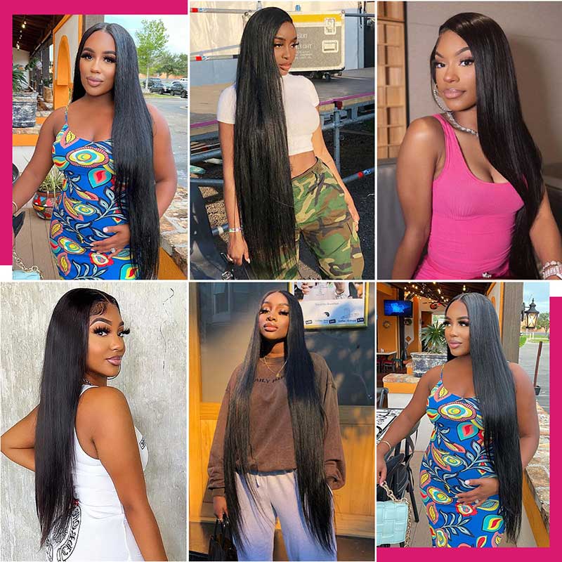 38 Inch Straight Human Hair Wig Brazilian Hair 4x4 Lace Closure Wig for Black Women