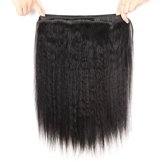 Kinky Straight Human Hair 3 Bundles Yaki Straight Hair 100% Virgin Human Hair