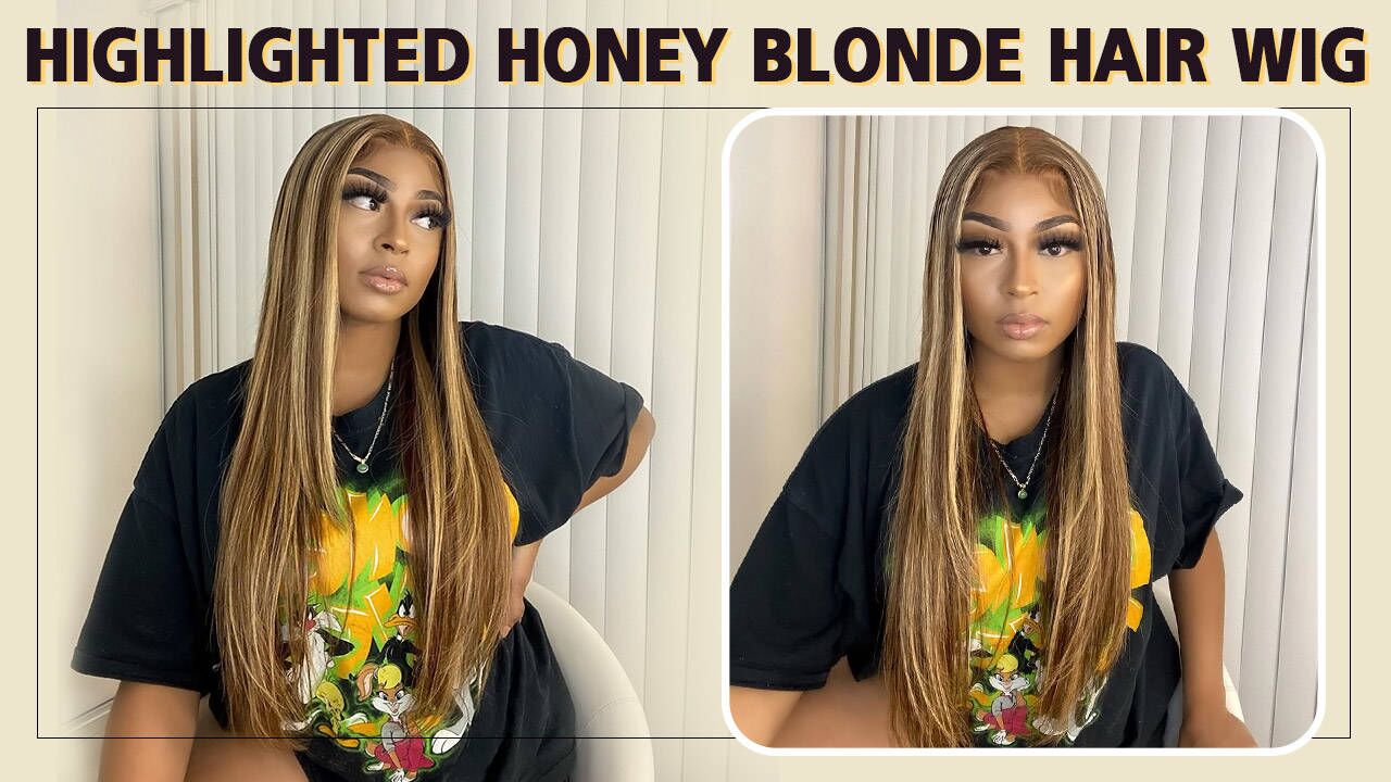Highlighted Honey Blonde Hair Wig
