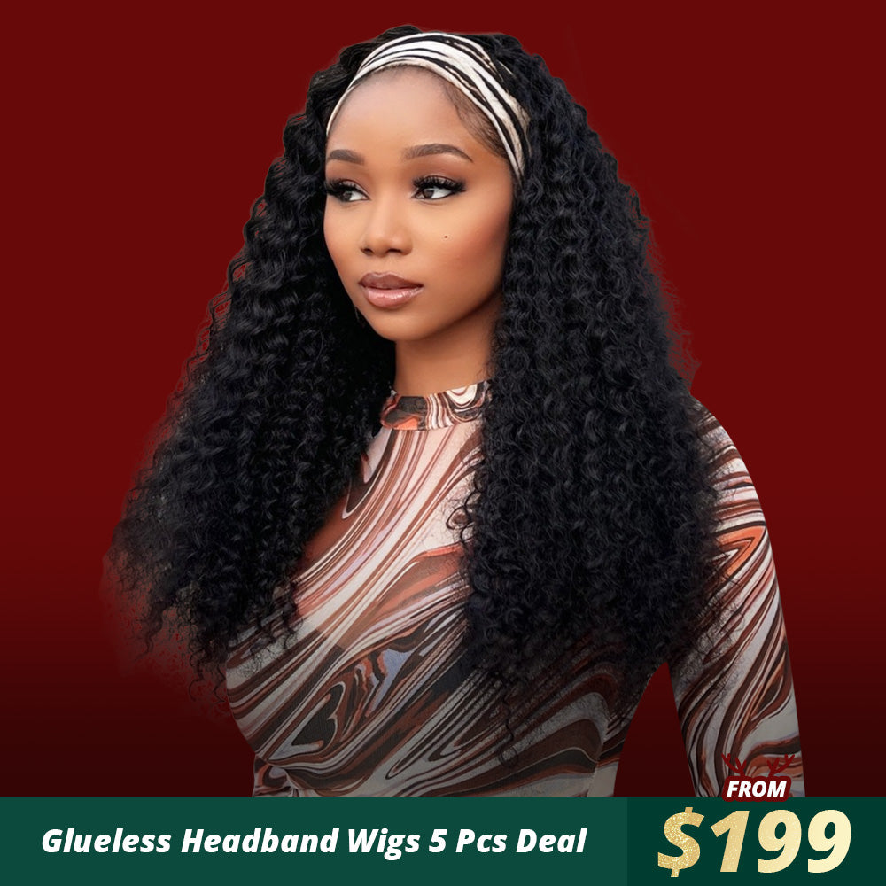 OneMoreHir Glueless Headband Wigs 5 Pcs Pack Deal