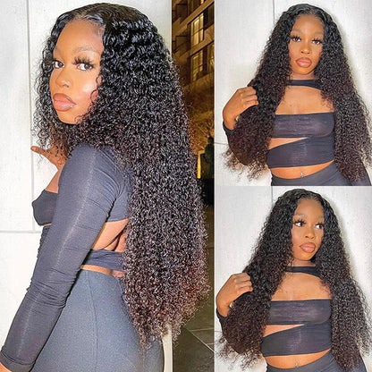 Curly Hair Ready to Wear Wig 180% Density Kinky Curly 13x4 Lace Frontal Wig Pre Bleached Knots Glueless Wigs