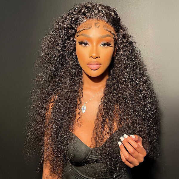 Curly Hair Ready to Wear Wig 180% Density Kinky Curly 13x4 Lace Frontal Wig Pre Bleached Knots Glueless Wigs