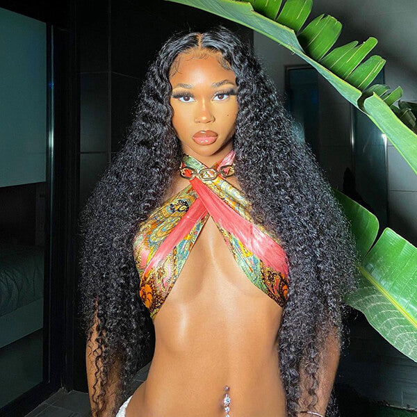 Curly Hair Ready to Wear Wig 180% Density Kinky Curly 13x4 Lace Frontal Wig Pre Bleached Knots Glueless Wigs