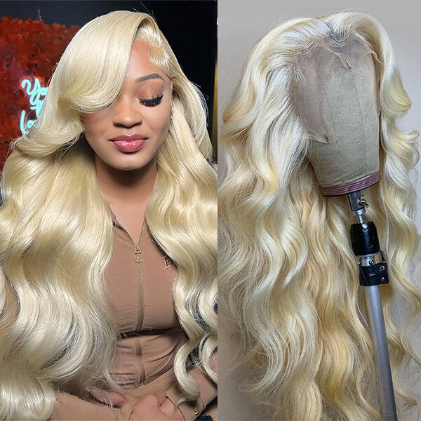 613 Blonde Lace Front Wig Glueless Body Wave Human Hair Wigs Pre Plucked Honey Blonde Wig 180% Density