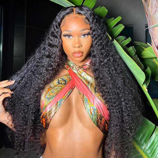 Curly Hair Ready to Wear Wig 180% Density Kinky Curly 13x4 Lace Frontal Wig Pre Bleached Knots Glueless Wigs