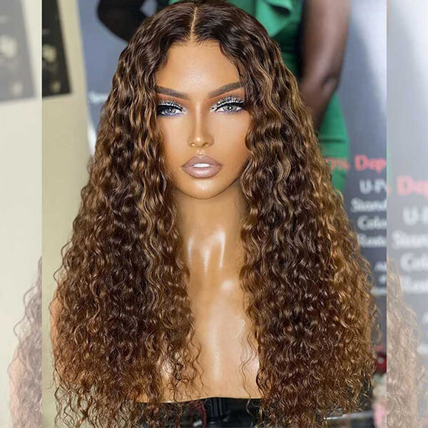 Invisible Hd Lace Wear & Go Glueless Wigs Ombre Highlights #P4/27 Deep Wave Human Hair Lace Front Wig