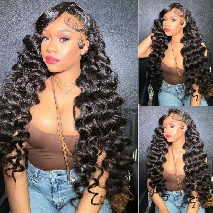 Loose Wave Bundles with Frontal Brazilian Hair 3 Bundles with 13x4 Lace Frontal Closure