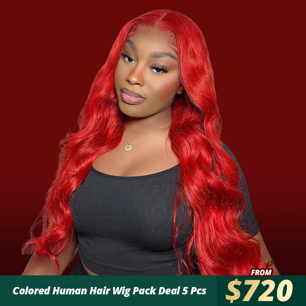 OneMoreHair Colored Human Hair Wig 5 Pcs Pack Deal