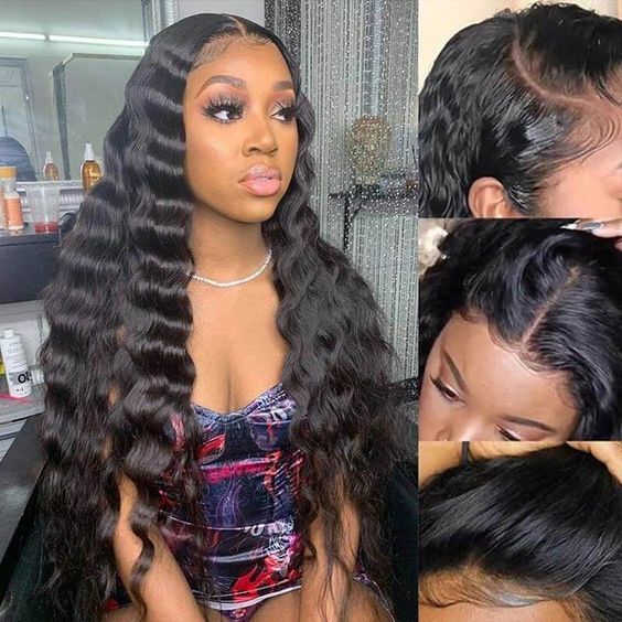 Loose Deep Wave Wig Transparent 13x4 HD Lace Front Wig Deep Loose Wave ...