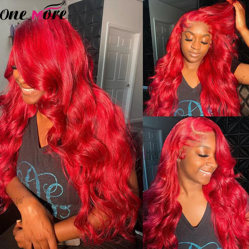 Glueless Wig Red Hair Color Body Wave 13x4 HD Transparent Lace Front Human Hair Wigs
