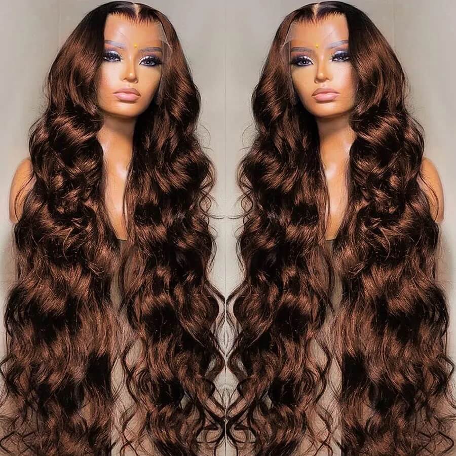 Brown Hair Body Wave Lace Front Wig 13x4 HD Lace Wigs Chocolate Brown Colored Human Hair Wigs