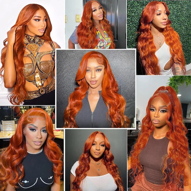 Glueless Wig Ginger Orange Hair 13x4 HD Lace Frontal Wigs Colored Human Hair Wig