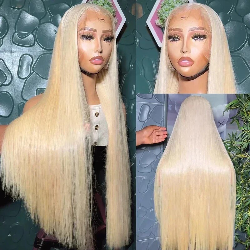 613 Blonde Straight Lace Front Wig Pre Plucked Long 40 Inch Human Hair Wigs Glueless HD Lace Wig