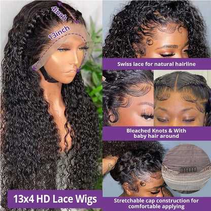 Water Wave Wig 13x4 HD Lace Front Wig Pre Plucked Wet and Wavy Human Hair Wigs