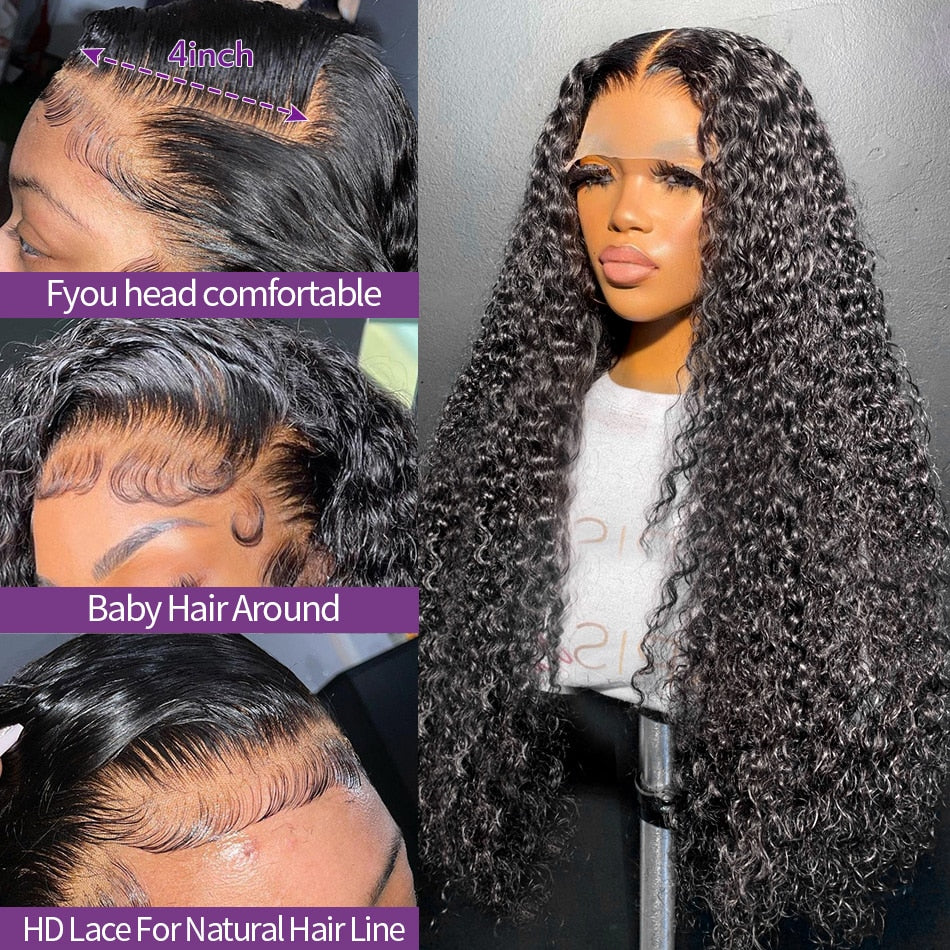 Curly Hair Wigs 13x4 Lace Frontal Wig Glueless Kinky Curly Wigs Pre Plucked with Baby Hair