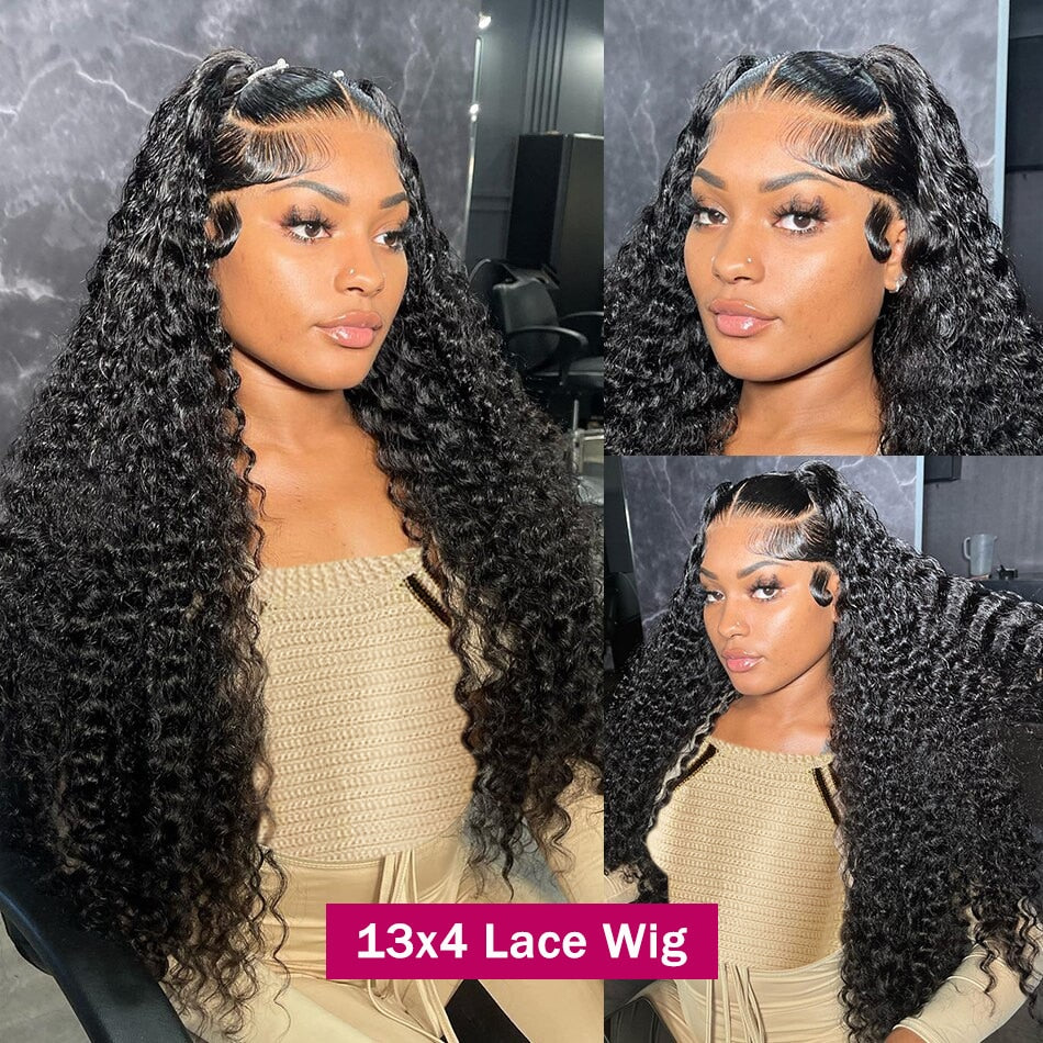 Deep Wave Wig 13x4 Lace Front Wigs HD Lace Long Human Hair 34 Inch Glueless Wigs