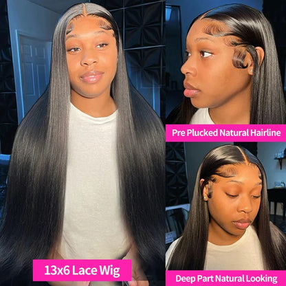 Glueless Wear Go Straight Hair 13X6 Lace Front Wig Pre Plucked and Bleached Knots Ready To Go Wig