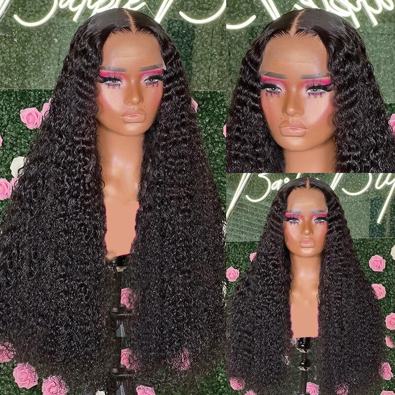 Curly Human Hair Wig 13x4 HD Lace Front Wig Bleached Knots Brazilian Kinky Curly Lace Frontal Wigs