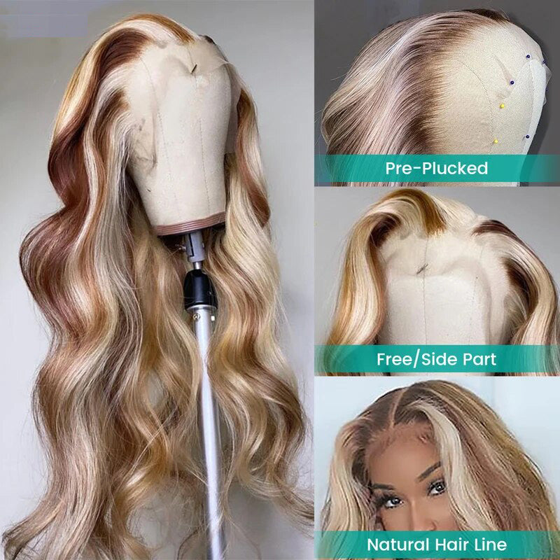 thumbnail image 2 of UNice Brazilian Body Wave Human Hair Wig – 13x4 Lace Front, Ombre Balayage Brown/FB30, Long, Women 2 of 5