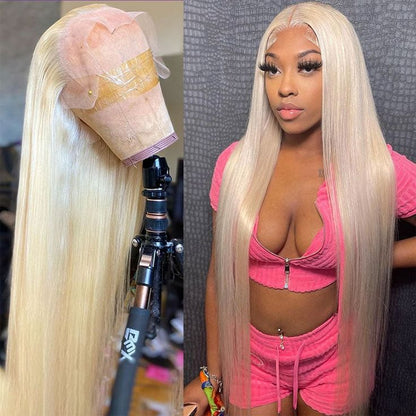 Straight Blonde Wig 13x4 Lace Front Wig HD Transparent Glueless T Part Lace Wigs 30 Inch
