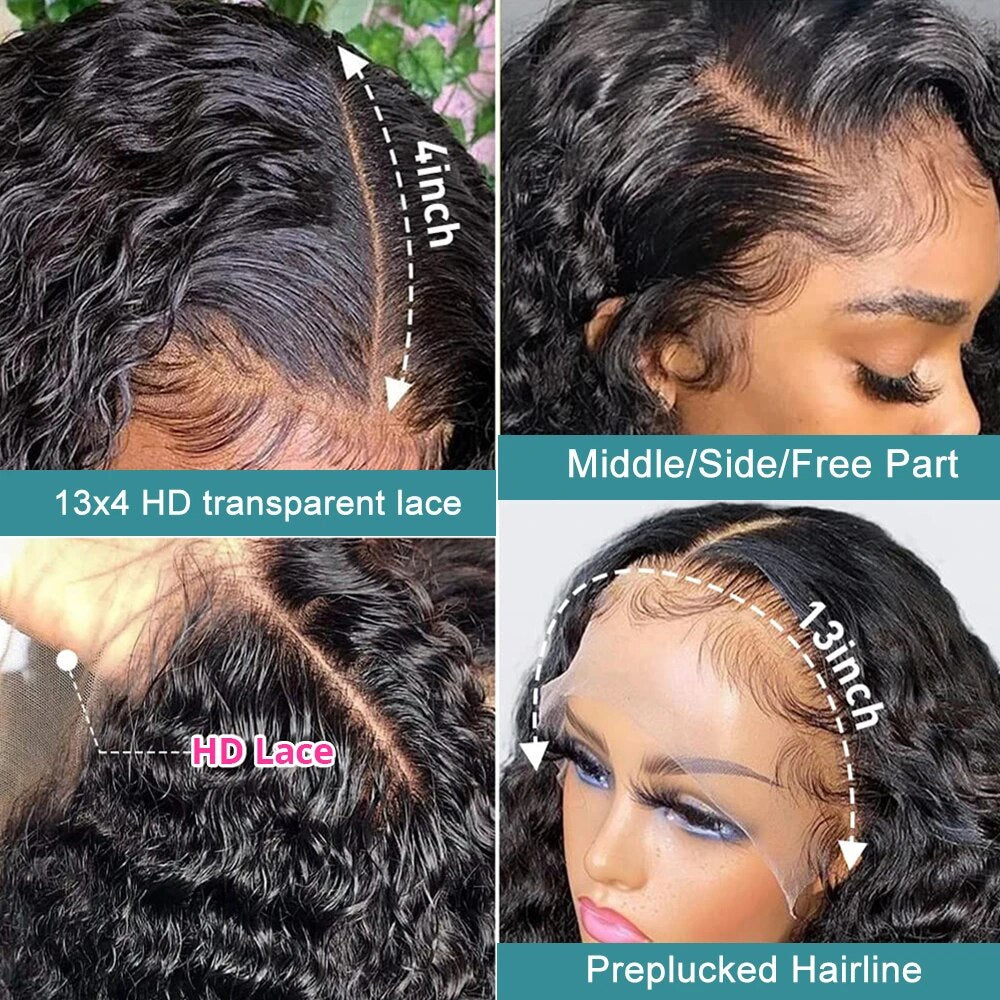 Curly Human Hair Wigs 13x4 Lace Front Wig Pre Plucked 34 Inch Glueless Kinky Curly Wig