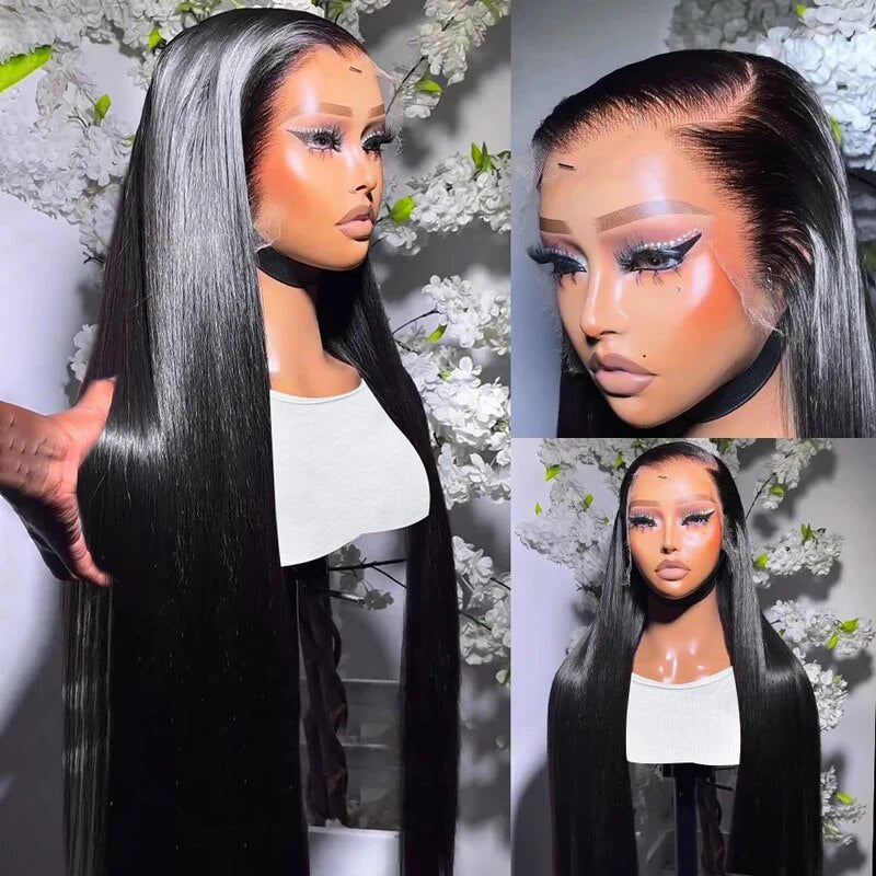 Glueless Straight Human Hair Wigs 13x4 Lace Front Wig Pre Plucked Bleached Knots Invisible HD Lace Wigs