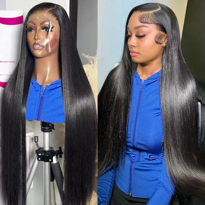 Glueless Straight Human Hair Wigs 13x4 Lace Front Wig Pre Plucked Bleached Knots Invisible HD Lace Wigs