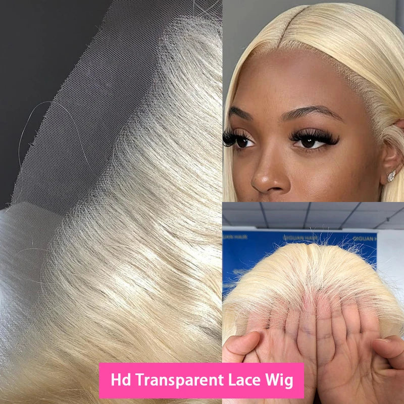 613 Blonde Straight Hair Lace Front Wig Pre Plucked Long 40 Inch Human Hair Wigs Glueless HD Lace Wig