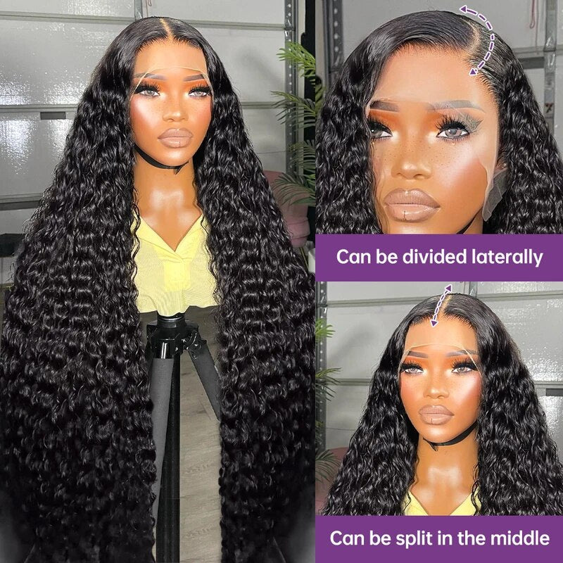 Deep Wave Glueless Human Hair Wigs 13x4 HD Lace Front Wig Pre Plucked 180% Density