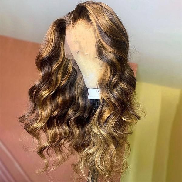 (Super Sale)OneMoreHair Glueless Highlights Lace Front Wig Pre Cut Lace Honey Blonde Human Hair Wig