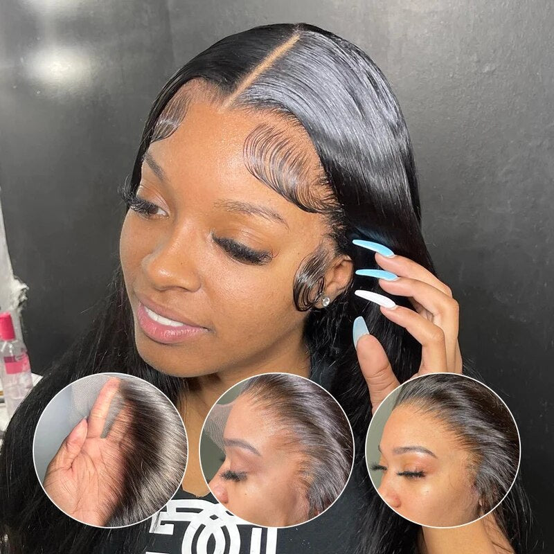Glueless Straight Human Hair Wigs 13x4 Lace Front Wig Pre Plucked Bleached Knots Invisible HD Lace Wigs