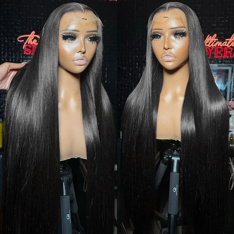 Overnight Shipping Straight Hair Pre Cut 13x4 Lace Front Wig Transparent Lace Bleached Knots Ready To Go Wig