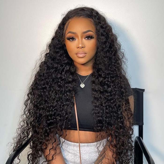 Wear and Go Glueless Wig for Beginners 180% Density Human Hair Lace Front Wig Deep Wave Pre Plucked and Bleached