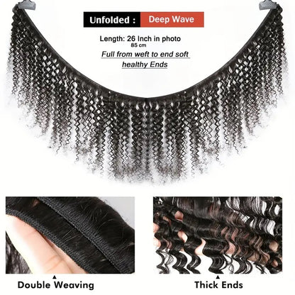 Brazilian Hair Human Hair Bundles Deep Wave 3 Bundles One More Hair