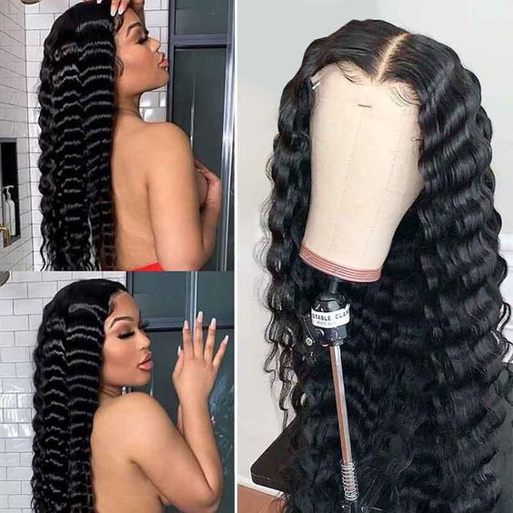 Loose Deep Wave Wig Pre-Cut 4x4 Glueless Lace Front Wig HD Lace Glueless Wigs for Beginners