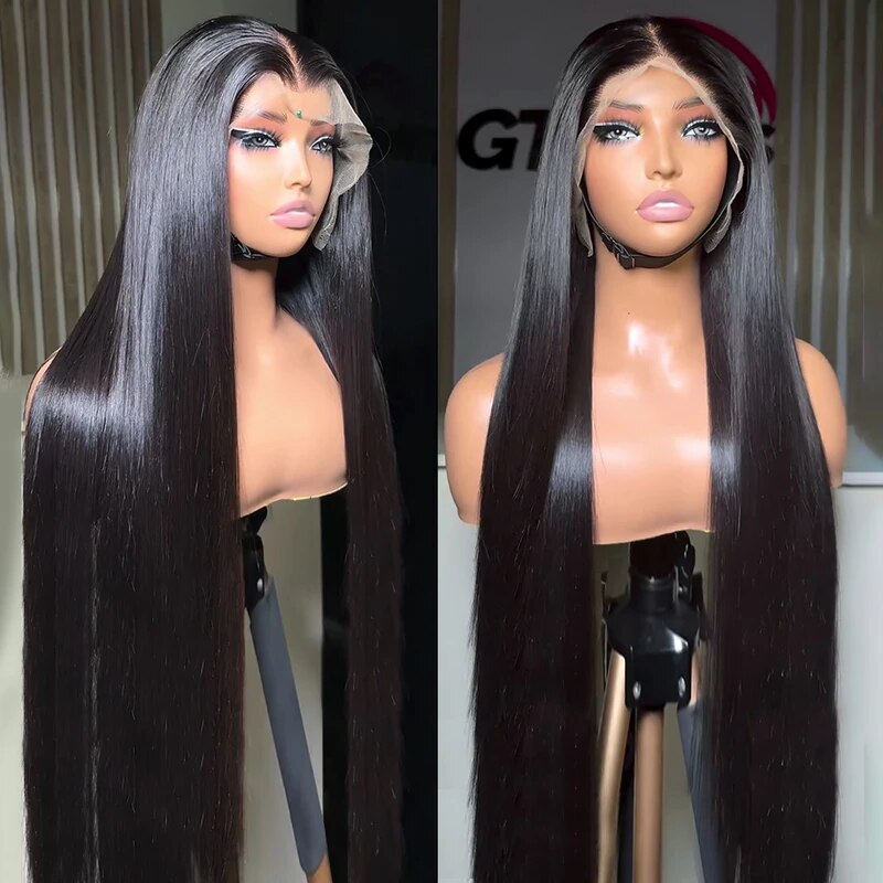 Glueless Straight Human Hair Wigs 13x4 Lace Front Wig Pre Plucked Bleached Knots Invisible HD Lace Wigs