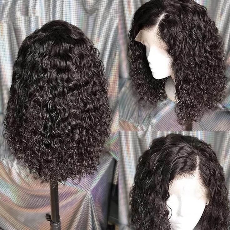 Water Wave Bob Wigs Transparent Lace 13x4 Short Lace Front Wig Affordable Human Hair Wigs