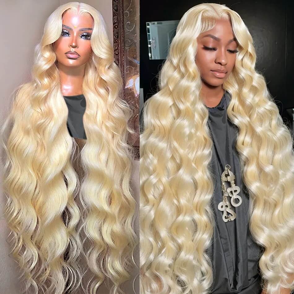 613 Blonde Lace Front Wig Body Wave 13x4 HD Transparent Lace Glueless Long Human Hair Wigs 40 Inch