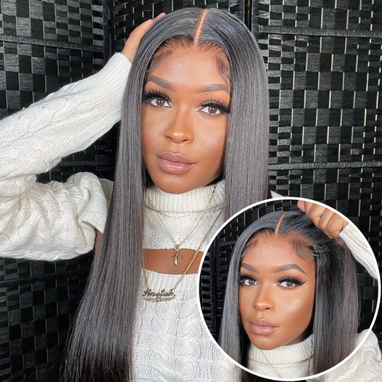 Glueless Straight Hair 5x5 Closure Wig HD Lace Pre Plucked and Bleached Wear and Go Wig