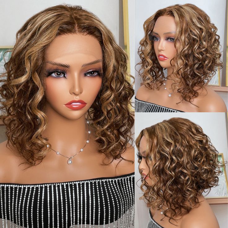 Honey Blonde Highlights Body Wave Bob Wig Styles Glueless Short Lace Front Wigs for Beginners