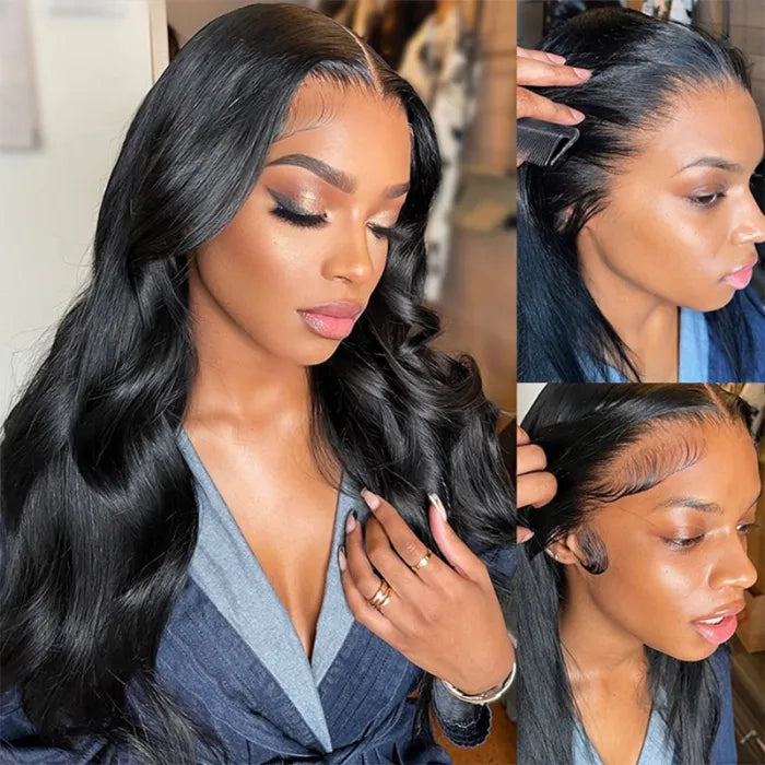 OneMore Wear Go Glueless Wig Body Wave 13x4 Lace Front Wig Pre Plucked and Bleached Knots