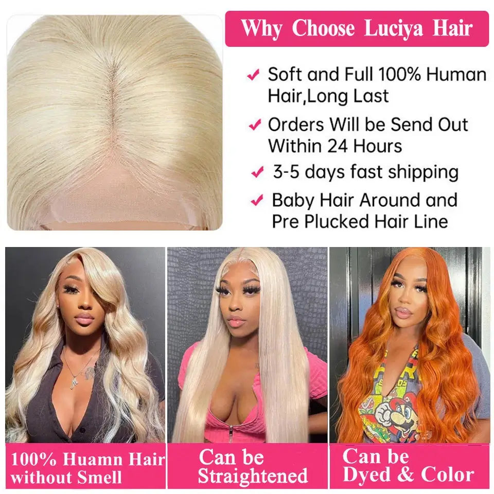 Overnight Shipping 613 Blonde Lace Front Wigs Straight Human Hair Wig