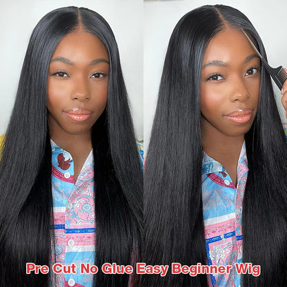 Pre Bleached 13x4 Lace Front Wig Straight Hair Pre Cut HD Lace Wig Glueless Lace Wigs Human Hair