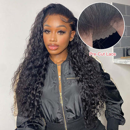 Glueless 5x5 HD Lace Wig Water Wave Human Hair Wig Pre Plucked and Bleached Easy to Install