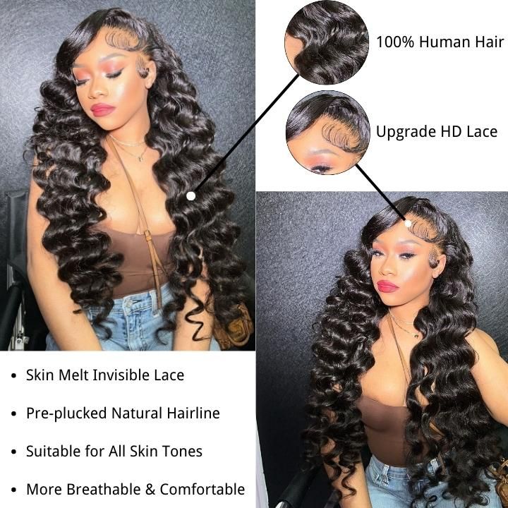 Loose Wave Frontal Wigs 13x6 Lace Front Wig Glueless Human Hair Wigs Loose Curls Wig