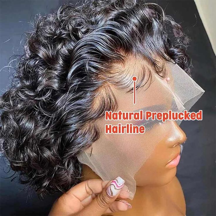 Short Pixie Cut Lace Front Real Human Hair Wig Black Wave Lace Wigs for Sale